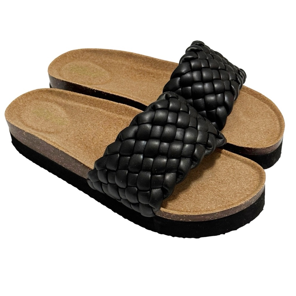 aerie Black Woven Slide Sandals